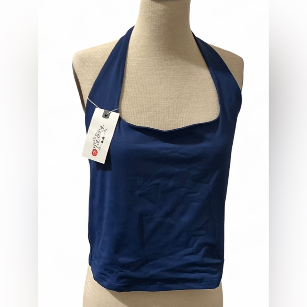 ReoRia Women's Deep Blue Halter Backless Top Size XXL NWT